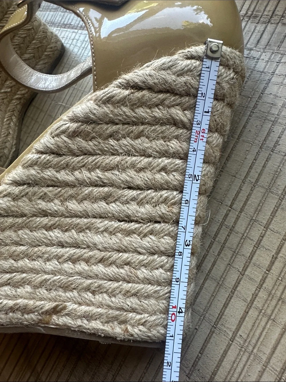 Jimmy Choo Nude Patent Espadrille- size 7